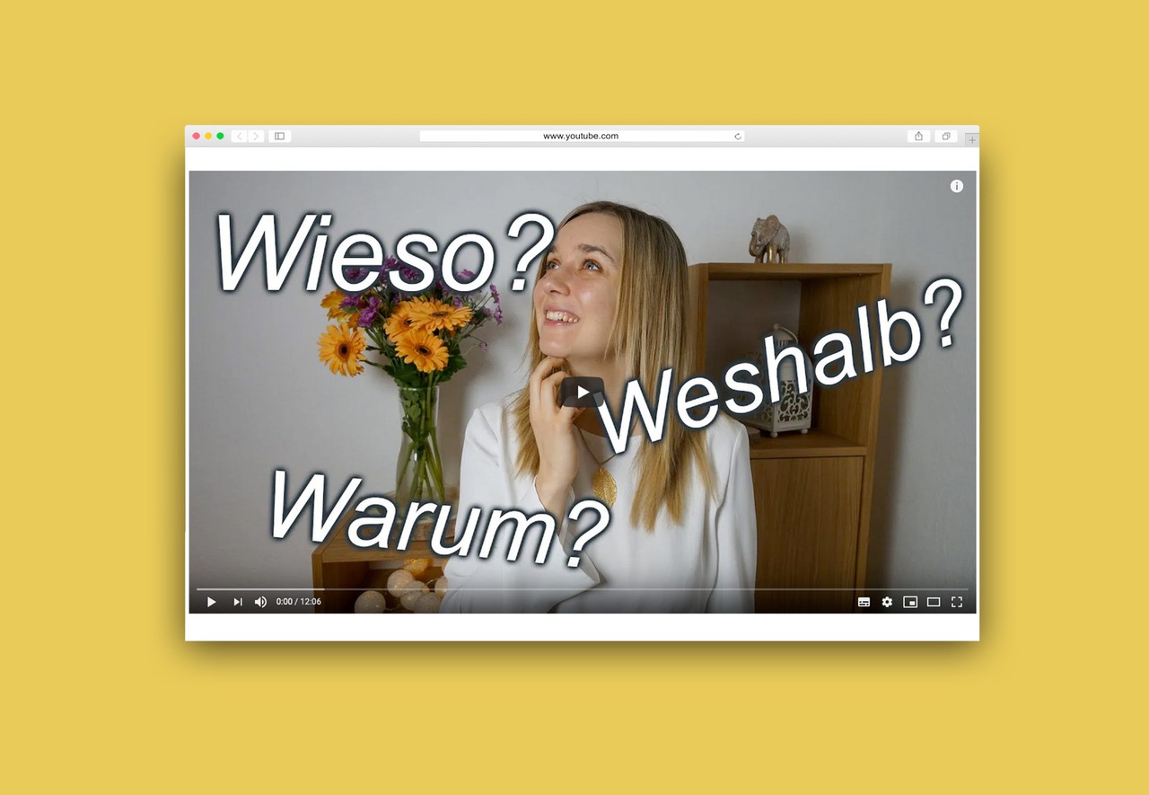 Screenshot des Video-Startbilds auf YouTube: Fabiana mit Fragen um ihren Kopf