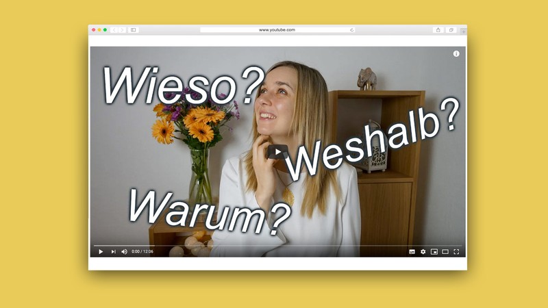 Screenshot des Video-Startbilds auf YouTube: Fabiana mit Fragen um ihren Kopf