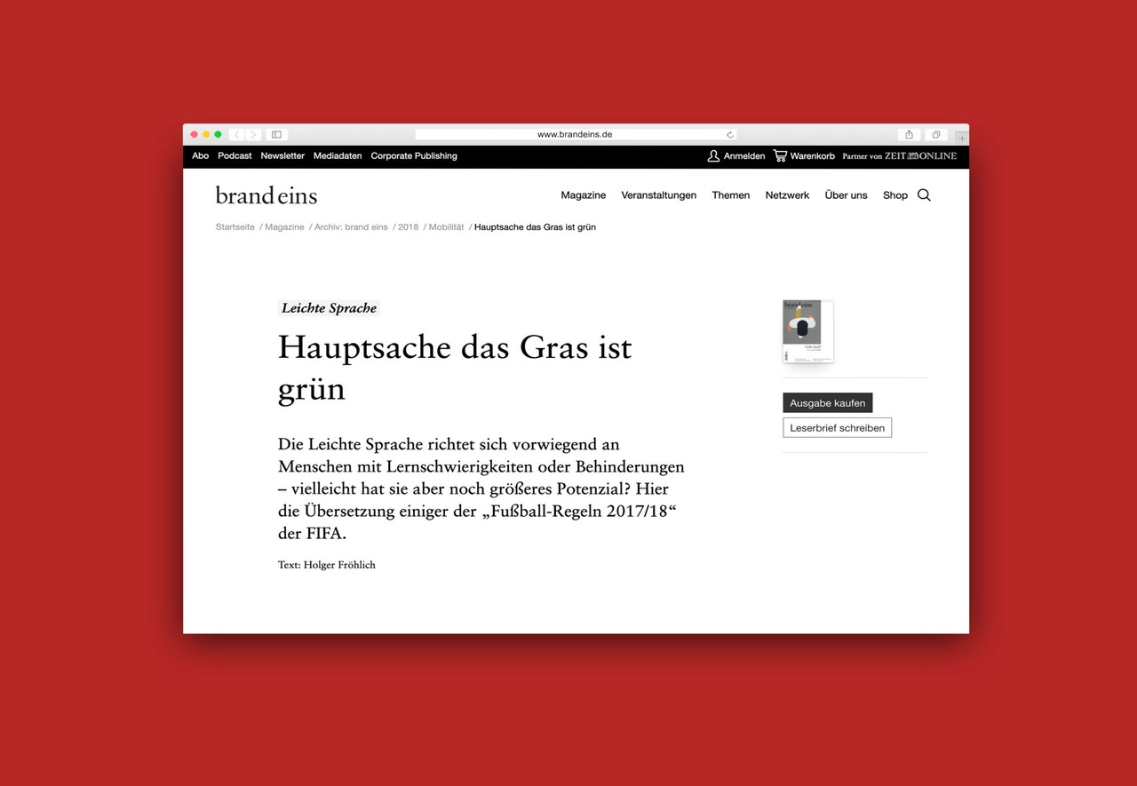 Screenshot des Artikels auf brandeins.de