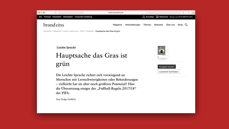 Screenshot des Artikels auf brandeins.de