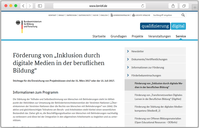 Website-Vorschau BMBF