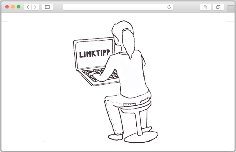 Illustration einer Frau von hinten, die an einem Laptop sitzt und im Internet surft.
