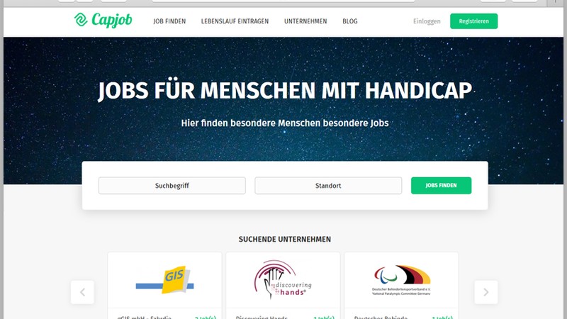 Vorschau auf das Stellenanzeigenportal Capjob.de