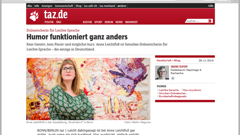 Website-Screenshot des TAZ-Artikels