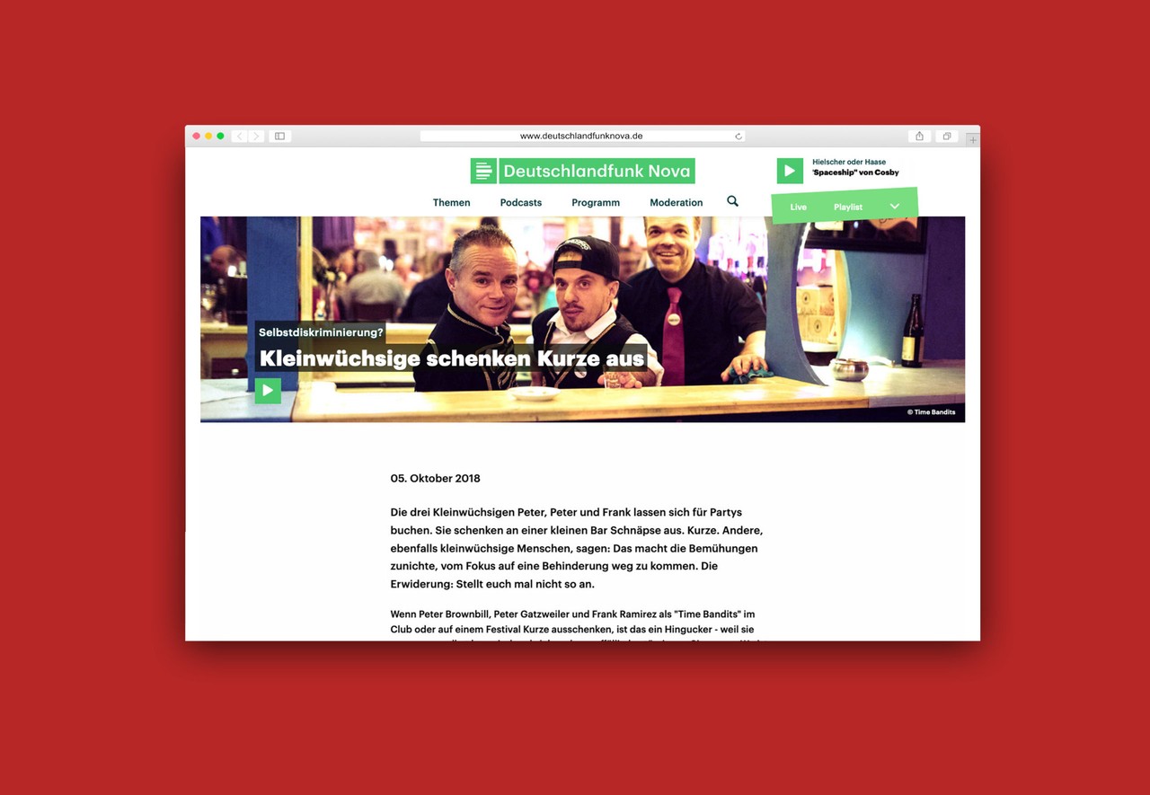 Screenshot der Podcast-Seite auf Deutschlandfunknova