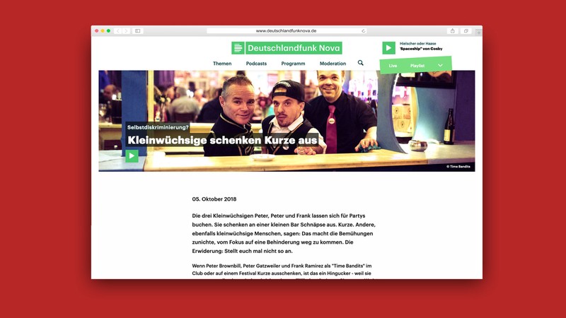 Screenshot der Podcast-Seite auf Deutschlandfunknova