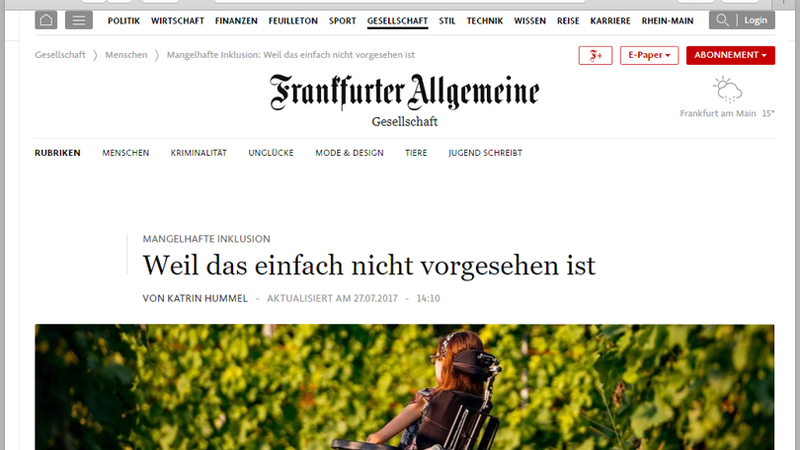 Screenshot der Reportage auf FAZ.de