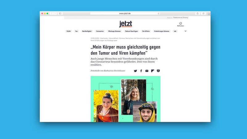 Screenshot des Artikels auf jetzt.de