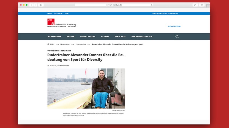 Screenshot des Artikels der Uni Hamburg