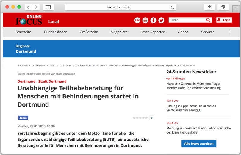 Website mit dem FOCUS-Online-Artikel