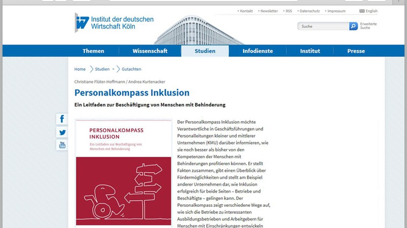 Website-Screenshot des Personalkompasses auf den Seiten des Institus der deutschen Wirtschaft