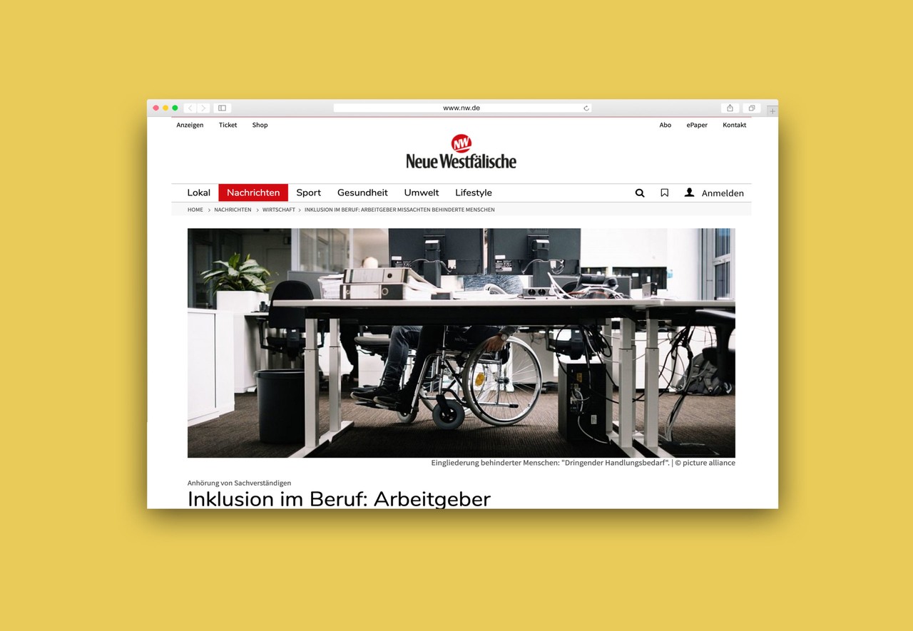 Screenshot des Artikels auf nw.de
