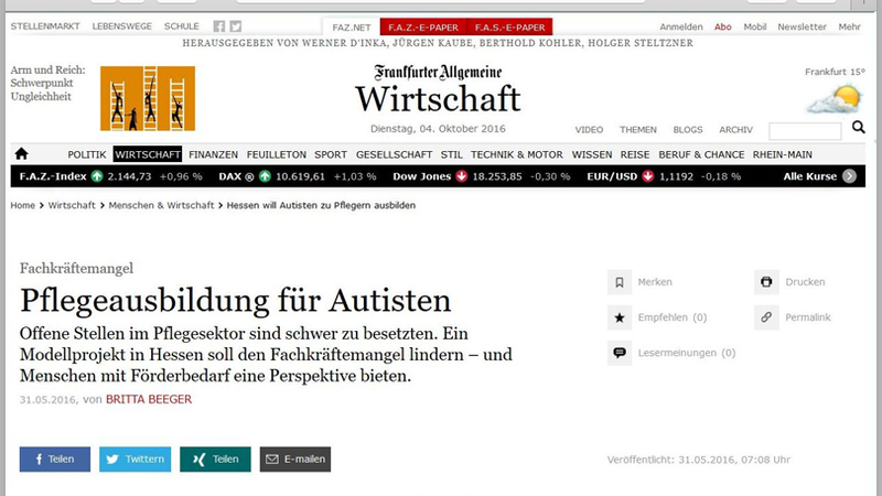 Screenshot des Artikels auf FAZ.net.