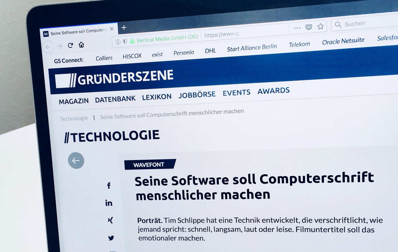 Screenshot des Artikels auf gruenderszene.de