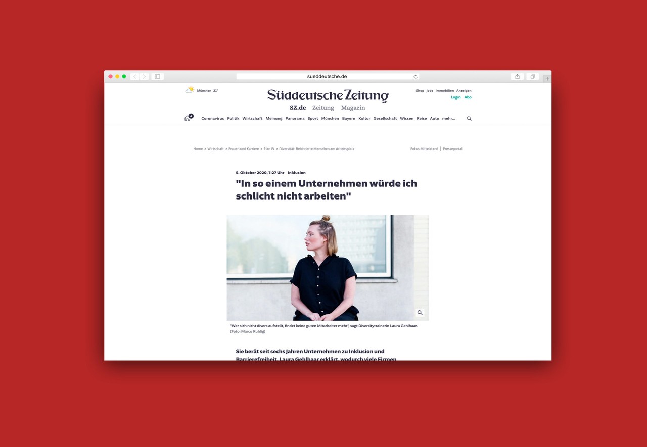 Screenshot des Interviews mit Laura Gelhaar auf sueddeutsche.de