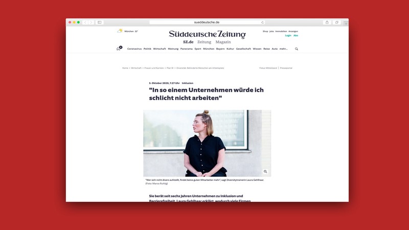 Screenshot des Interviews mit Laura Gelhaar auf sueddeutsche.de