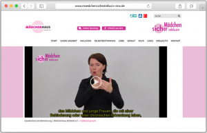Screenshot des Gebärdensprach-Videos auf dem Portal "Mädchen sicher inklusiv"