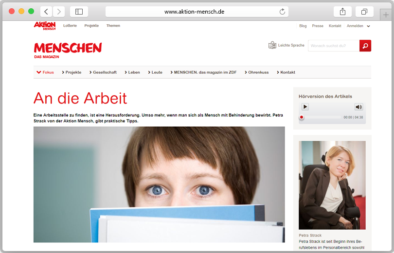 Screenshot der Website